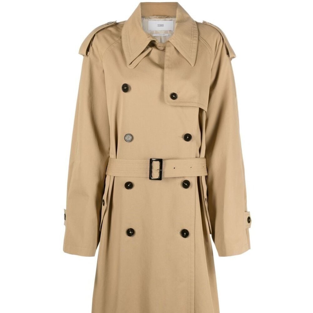 Closed: Double-Breasted Belted Trench Coat
